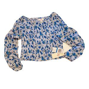 GB Girls Smocked Long Sleeve Floral Blouse